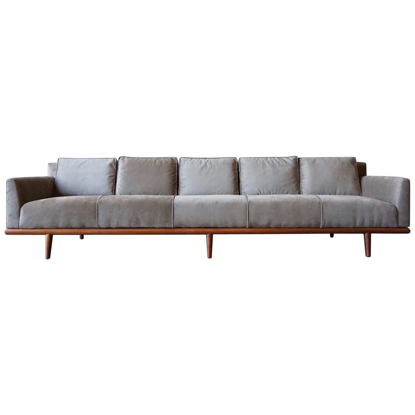 Long and Low Monteverdi-Young Sofa in Warm Grey