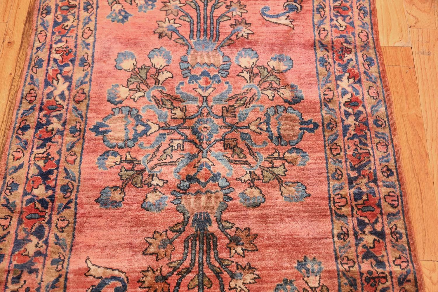 Long and Narrow Antique Persian Sarouk Runner Rug 1