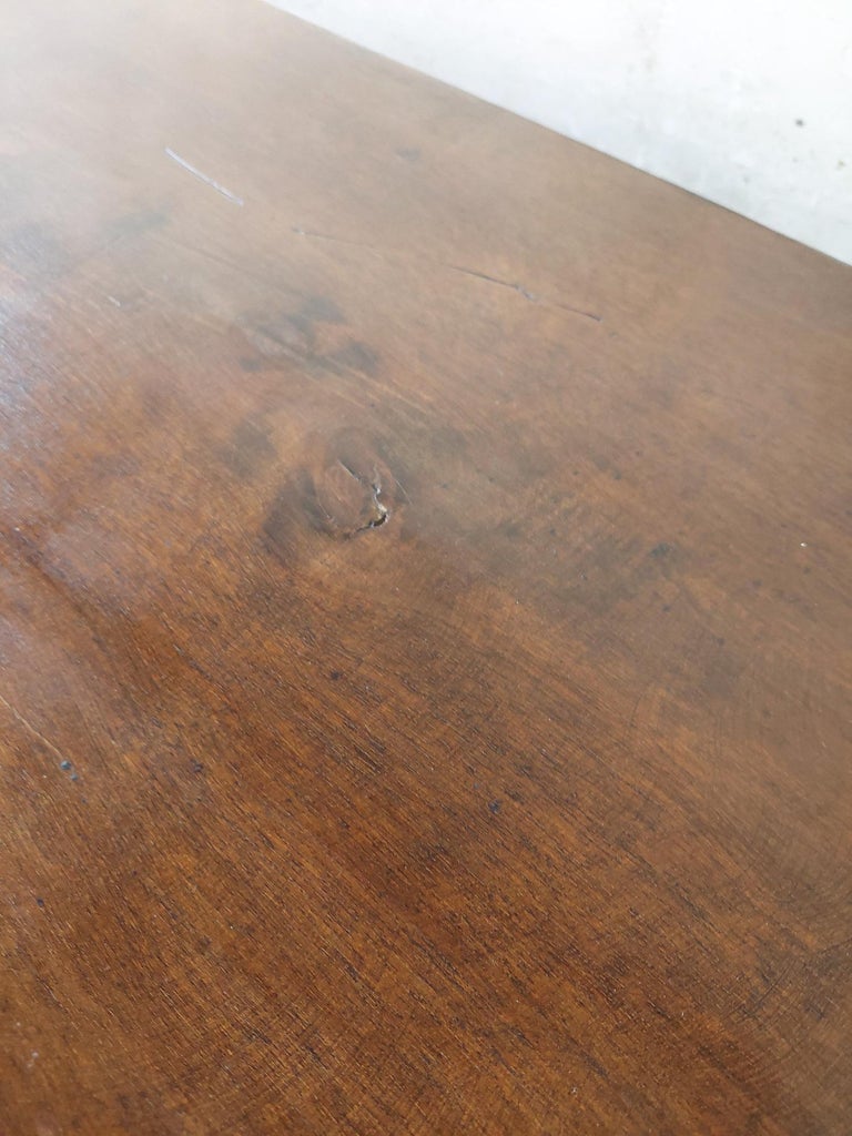 Long and Narrow Coffee Table Made of Antique Walnut with Modern Steel