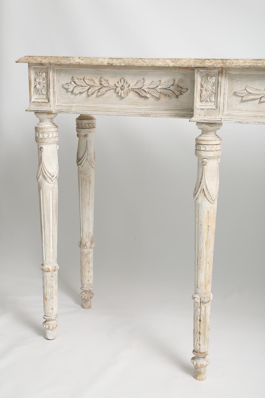 Long and Narrow Painted Louis XVI Console In Good Condition In West Palm Beach, FL