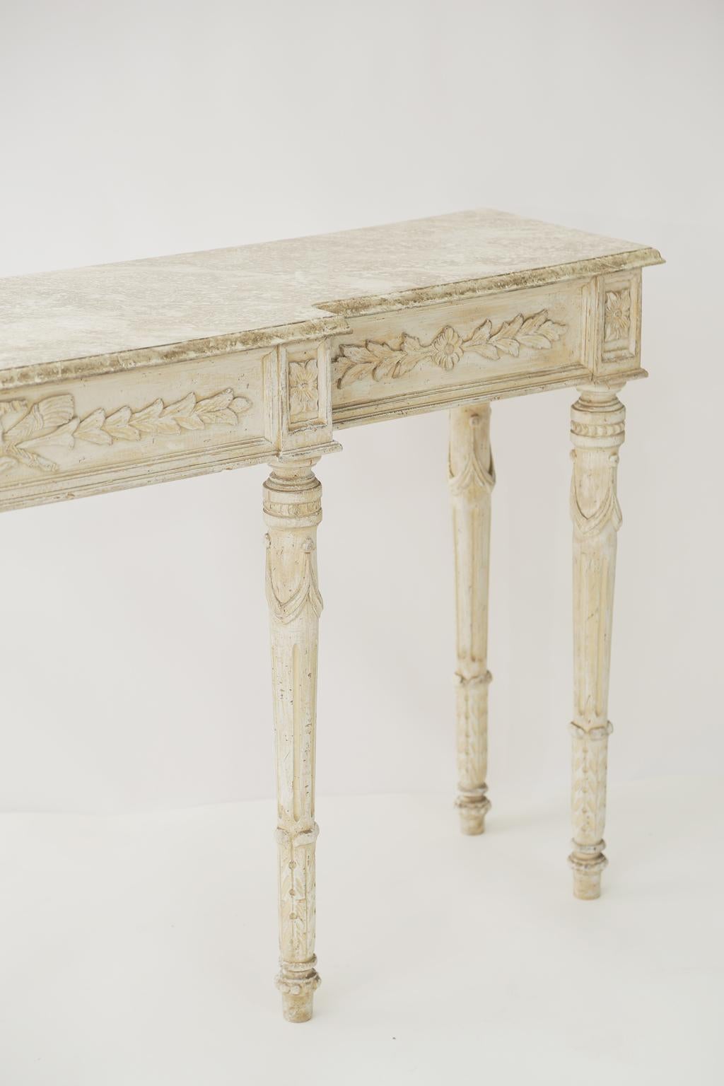 Wood Long and Narrow Painted Louis XVI Console