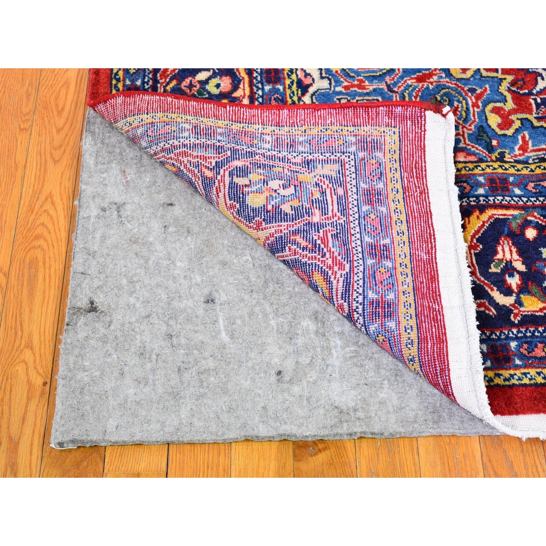 Long and Narrow Vintage Persian Kashan Thick and Plush Wool Hand Knotted Rug For Sale 2