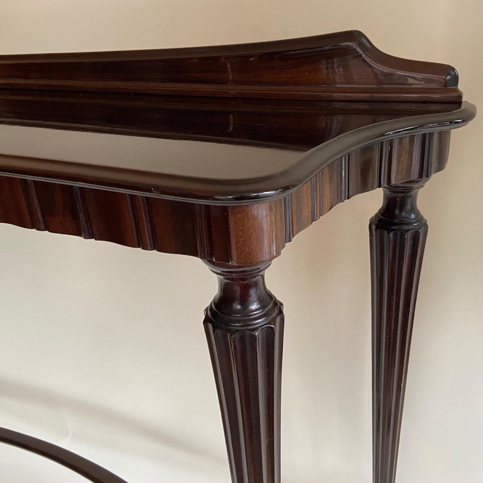 20th Century Shallow Polished Dark Wood Console Attributed to Paolo Buffa, Italy, circa 1940s