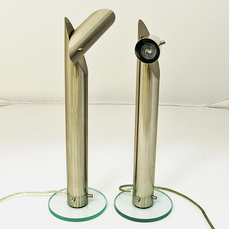 Scandinavian Modern Long and Stylish Pair of Metal Table Lamps by Markslöjd Sweden 1980s