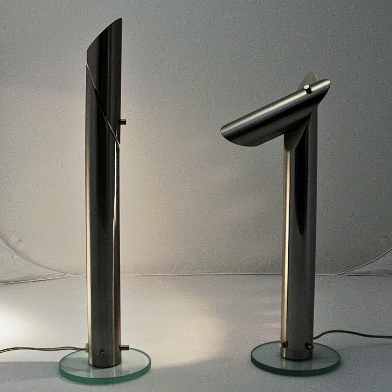 Swedish Long and Stylish Pair of Metal Table Lamps by Markslöjd Sweden 1980s