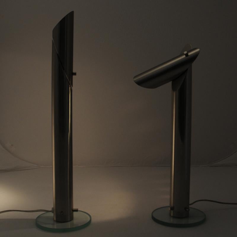 Polished Long and Stylish Pair of Metal Table Lamps by Markslöjd Sweden 1980s