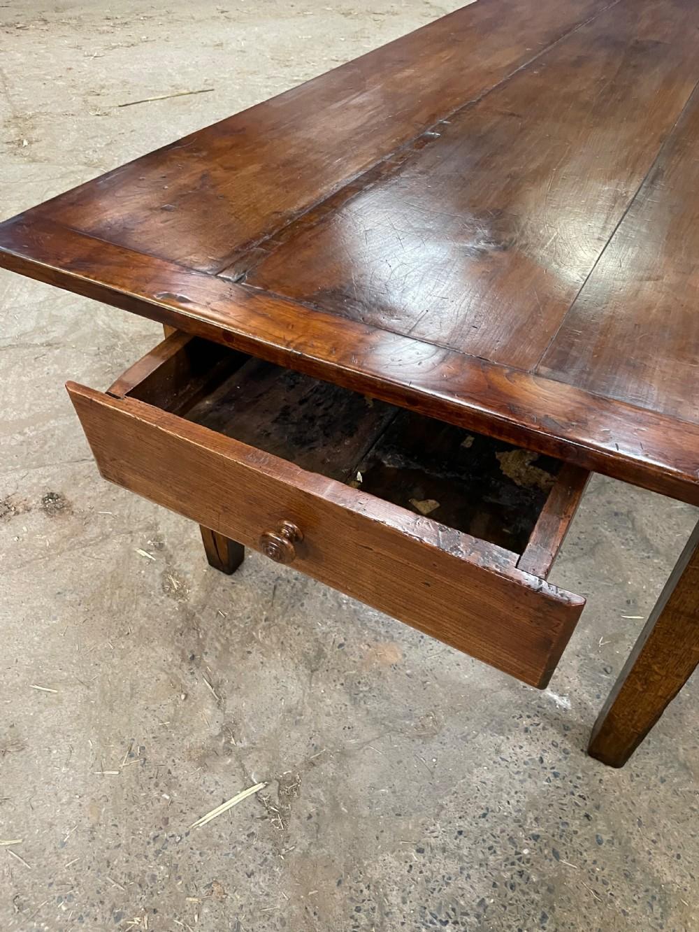 French Long and wide antique cherrywood farmhouse table