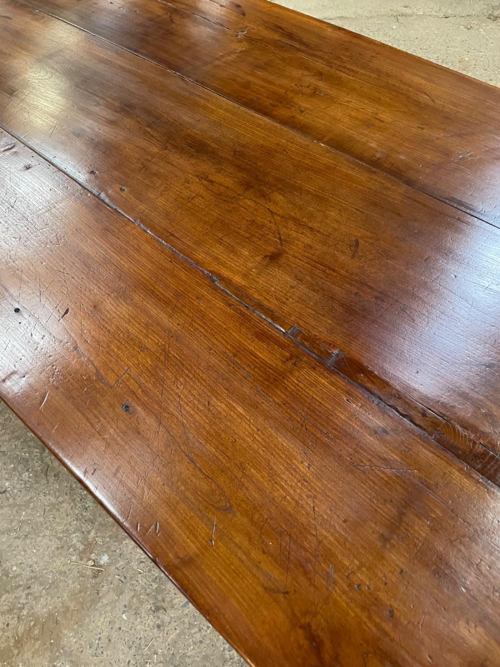 Mid-19th Century Long and wide antique cherrywood farmhouse table