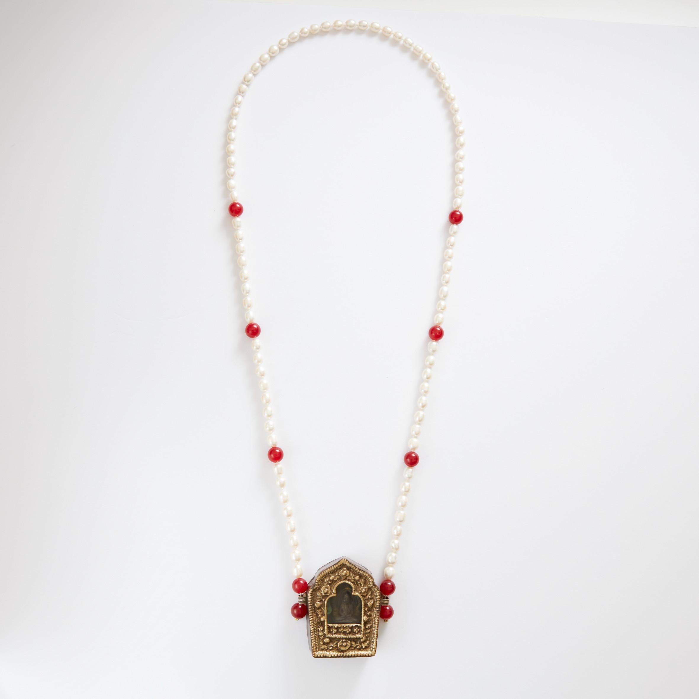 Artist Long Anntique  Mandala With Pearls and Cornelian For Sale