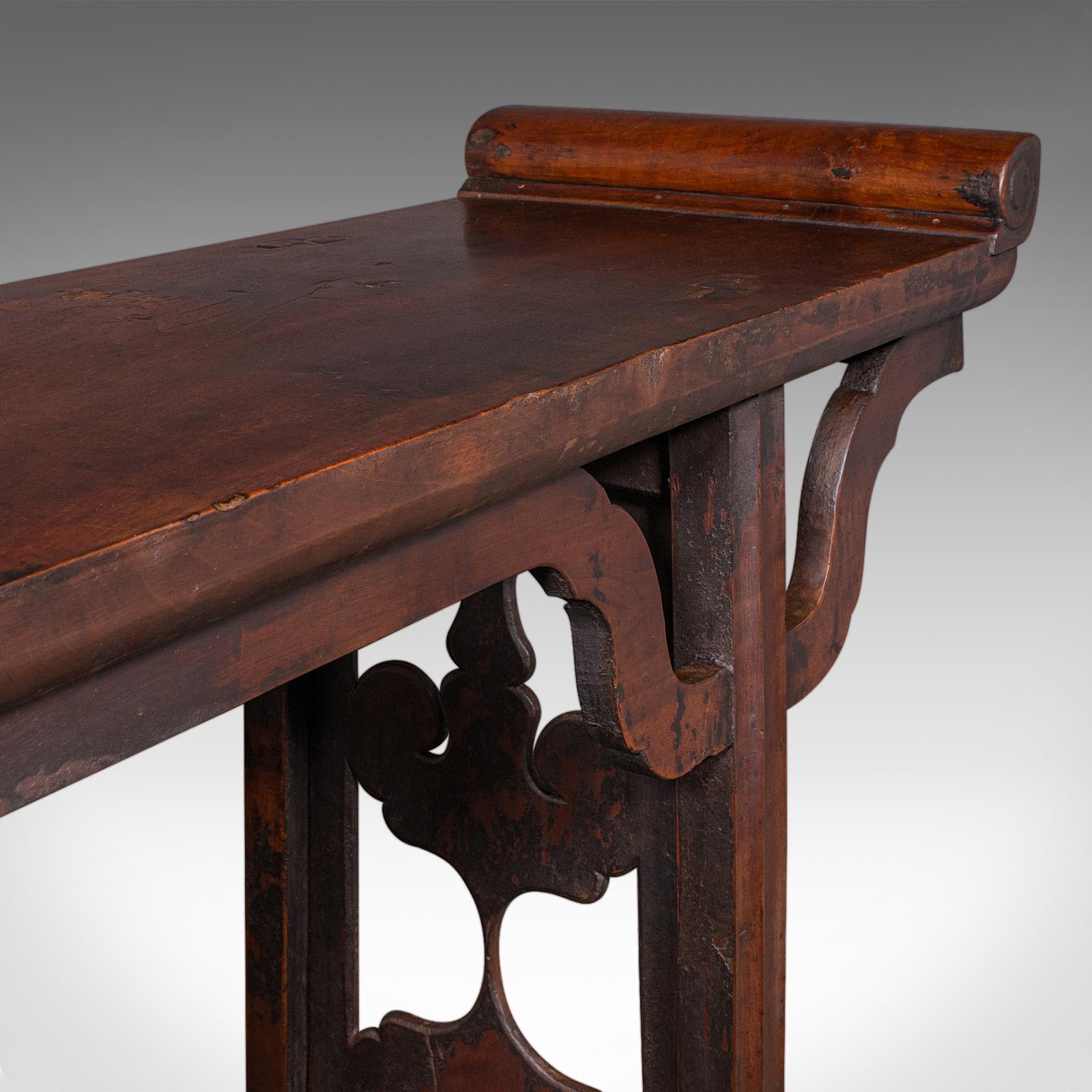 Mesa de altar larga antigua, olmo oriental, expositor, salón, dinastía Qing, victoriana en venta 1