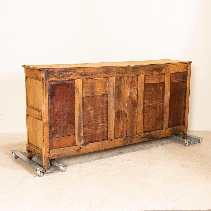 18th Century Long Antique Bleached Oak Sideboard Buffet from France