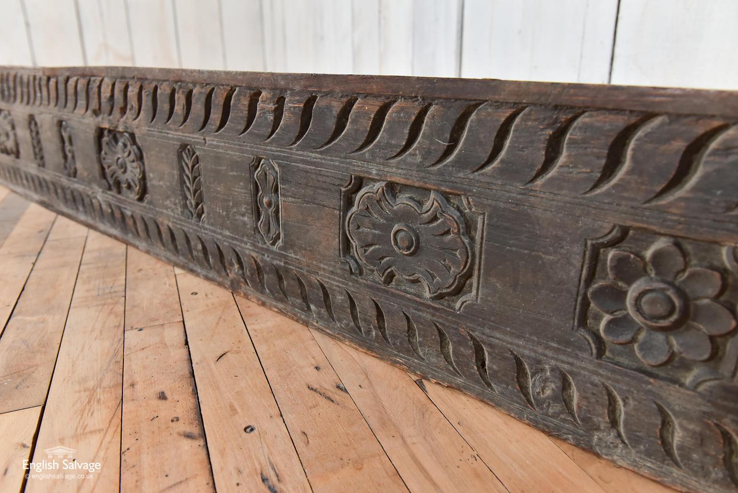 Long Antique Carved Teak Panel, 20th Century In Good Condition For Sale In London, GB