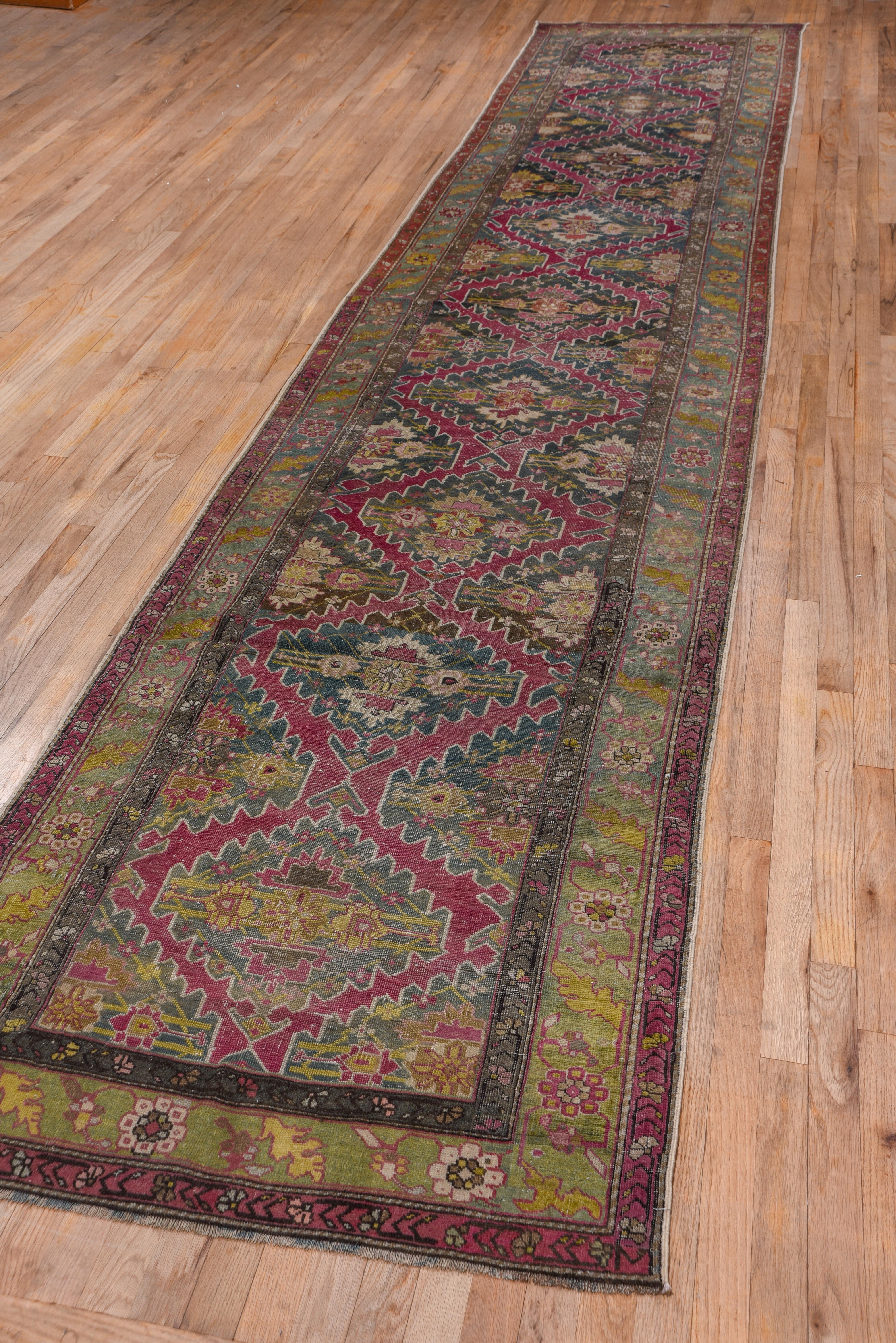 Hand-Knotted Long Antique Caucasian Karabagh Runner, Colorful, circa 1910s
