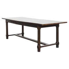 Mesa de comedor larga y antigua de olmo inglés de principios del siglo XIX