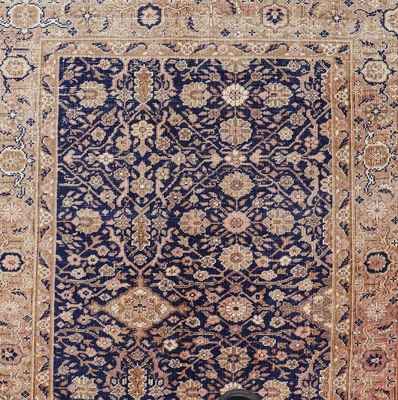 Long Antique Fine Turkish Sivas Runner with Blue Background and Earthy Tones For Sale 3