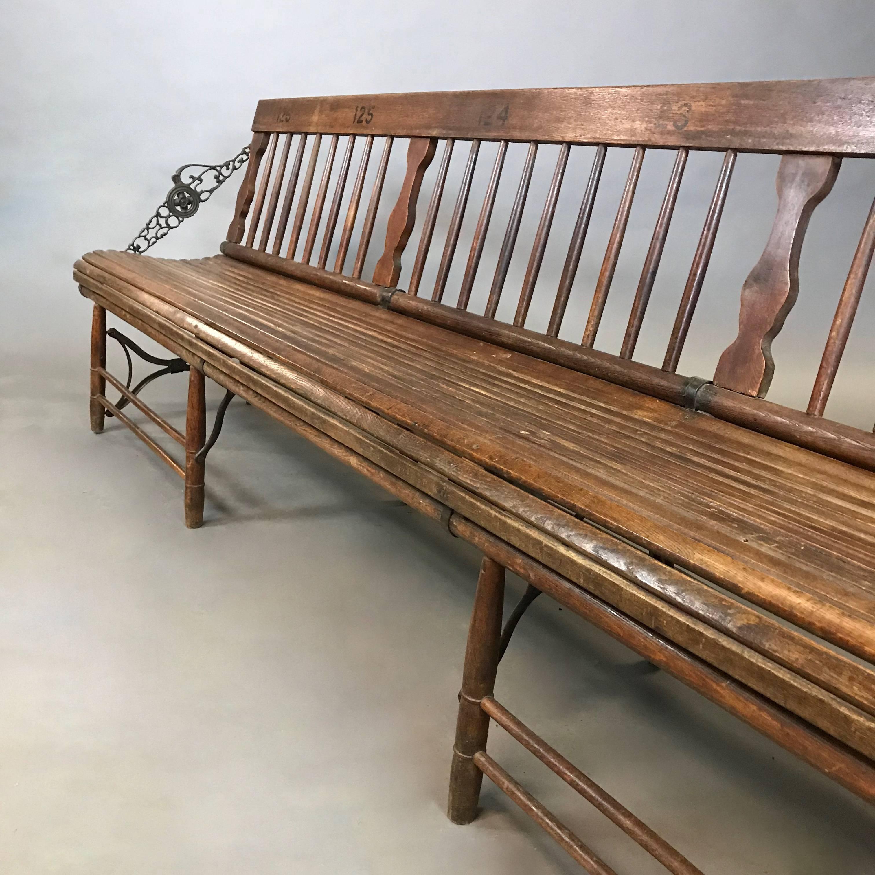 Long Antique Folding Oak and Cast Iron Gym Bench at 1stDibs cast iron