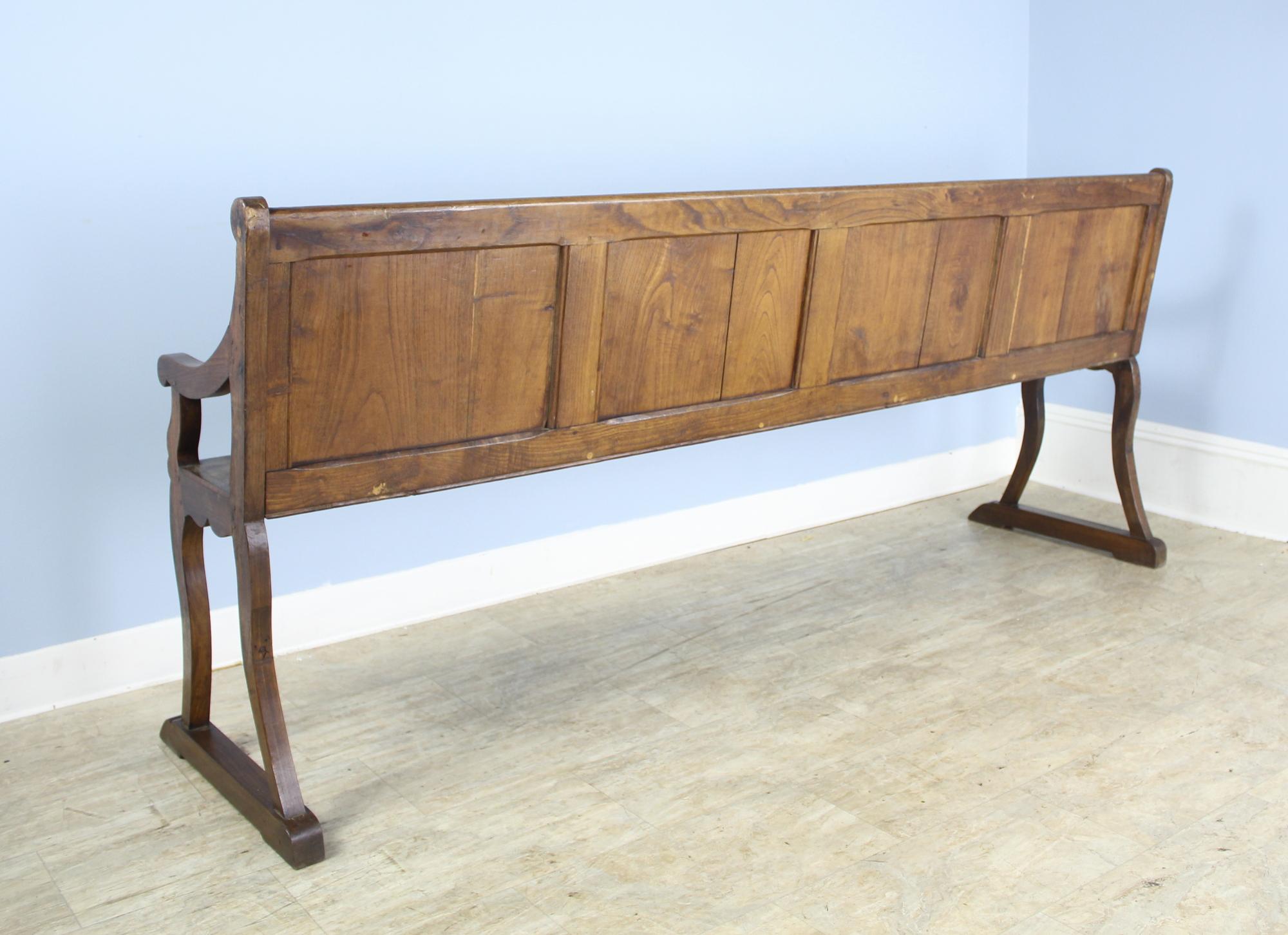 Long Antique French Chestnut Bench 6