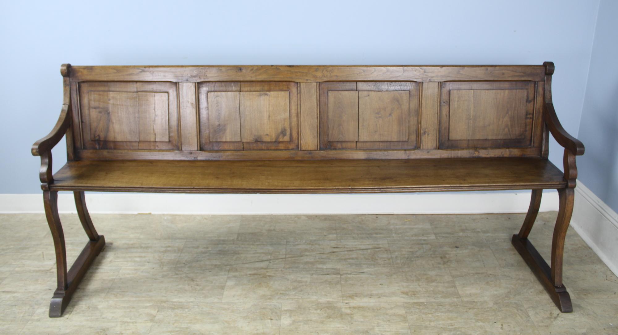 19th Century Long Antique French Chestnut Bench