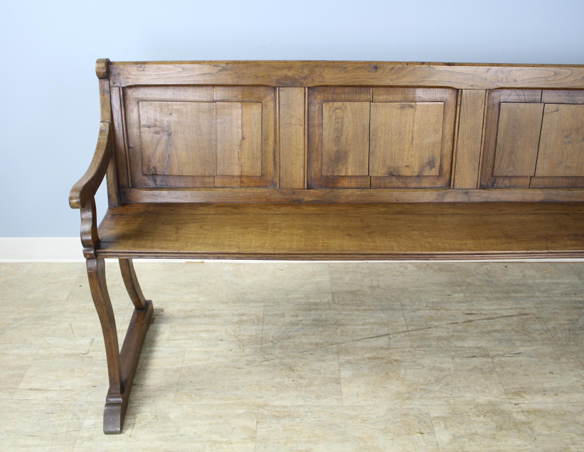 Long Antique French Chestnut Bench 1