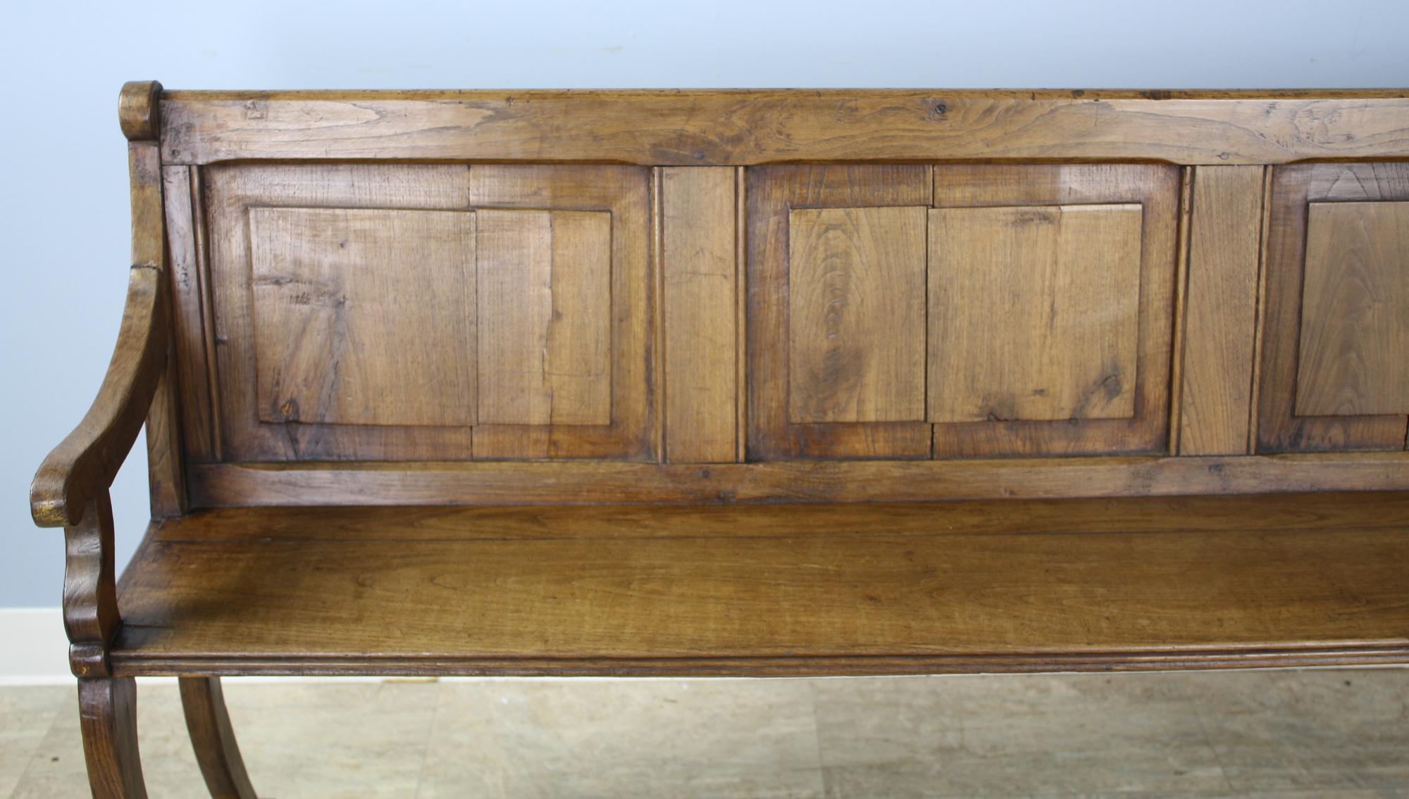 Long Antique French Chestnut Bench 2