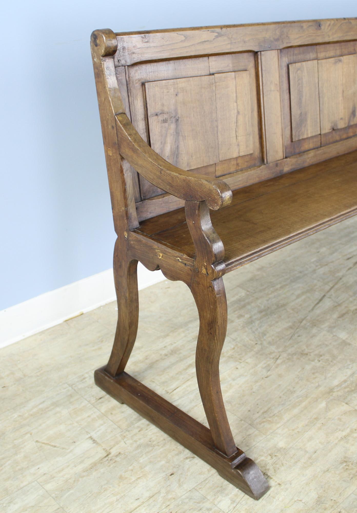 Long Antique French Chestnut Bench 3
