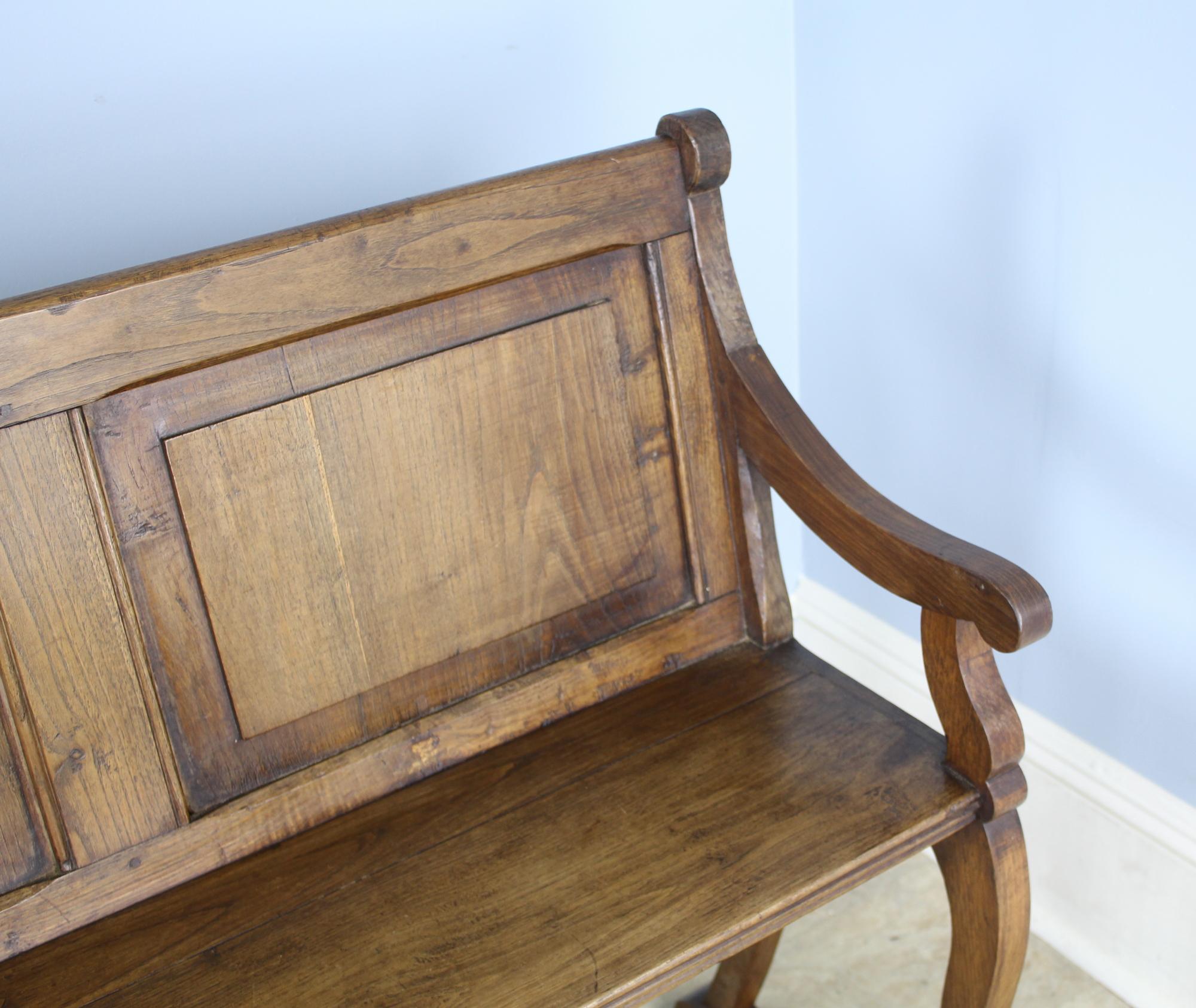 Long Antique French Chestnut Bench 4