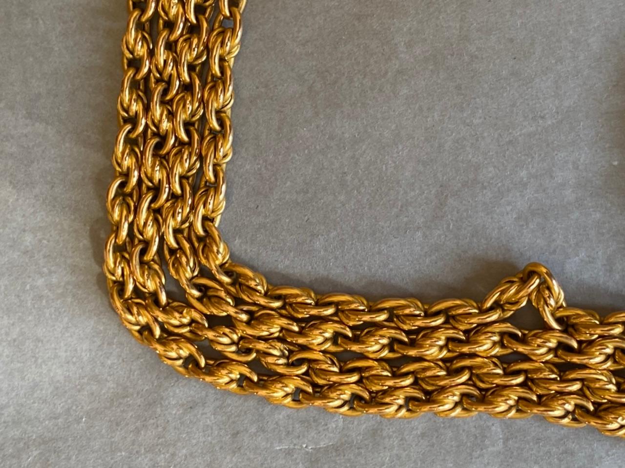 Belle Époque Long Antique Gold French Chain Necklace For Sale