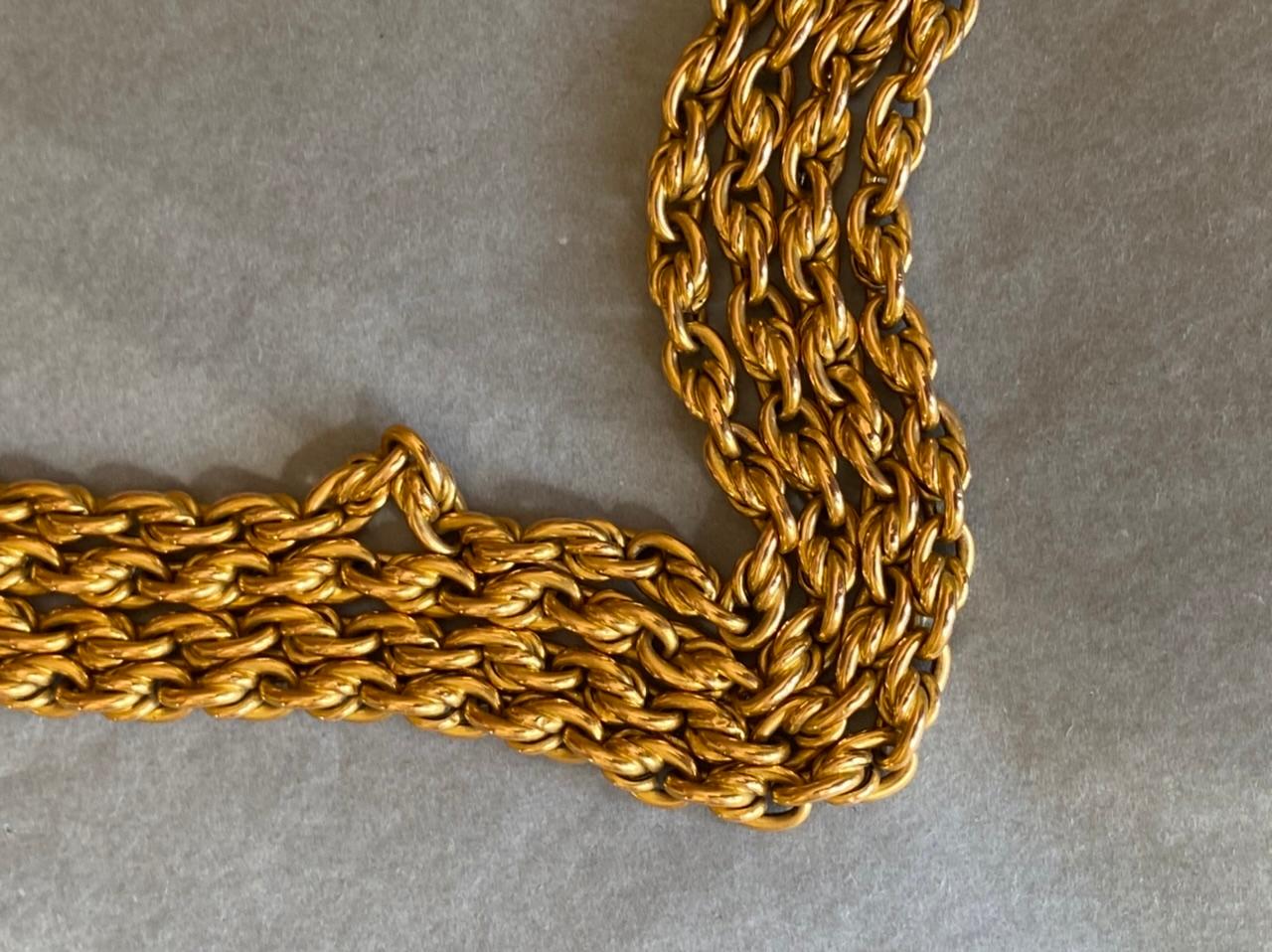 Long Antique Gold French Chain Necklace In Good Condition For Sale In Saint-Ouen, FR