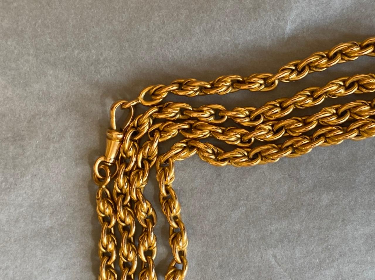 Long Antique Gold French Chain Necklace For Sale 2