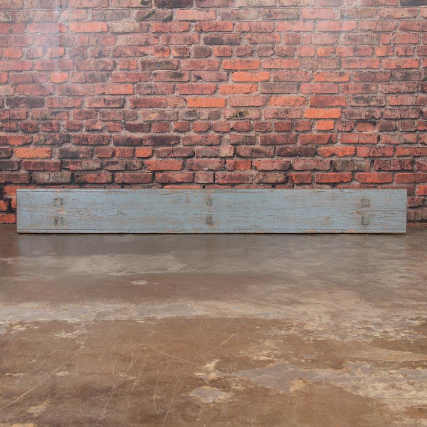 19th Century Long Antique Gray Painted Country Pine Bench