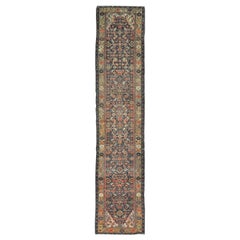 Long Antique Hand Knotted Wool Persian Malayer Runner Rug