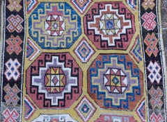 Long Antique Kazak Runner, Bright Colours