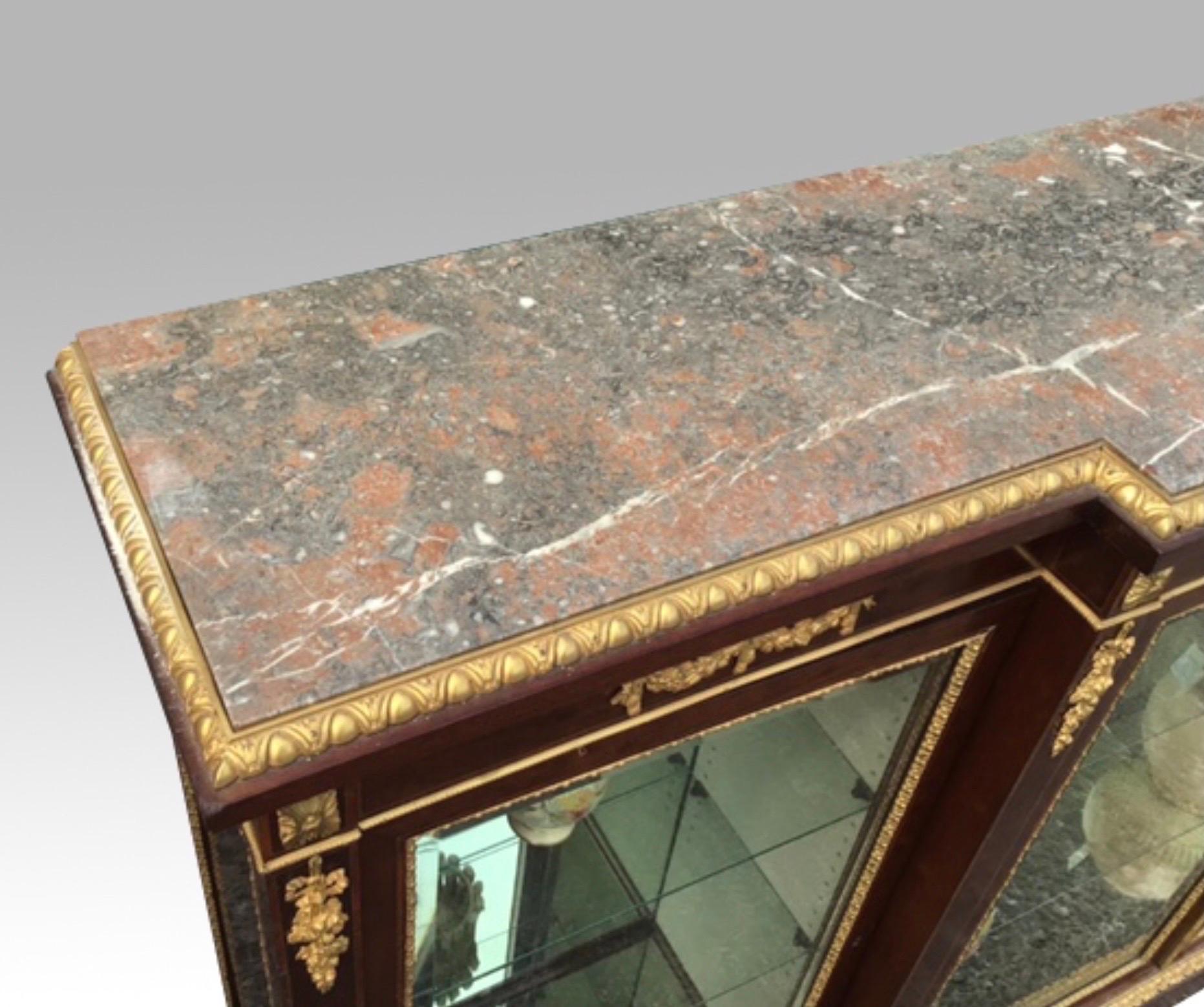 Long Antique Napoleon 111 Display Cabinet, Credenza For Sale 5