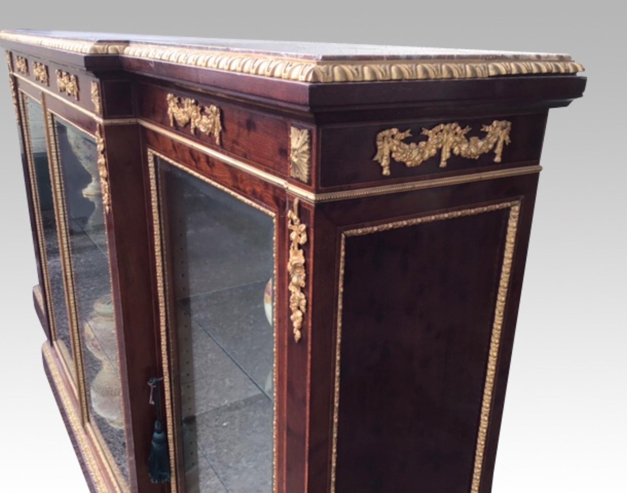 Long Antique Napoleon 111 Display Cabinet, Credenza For Sale 7