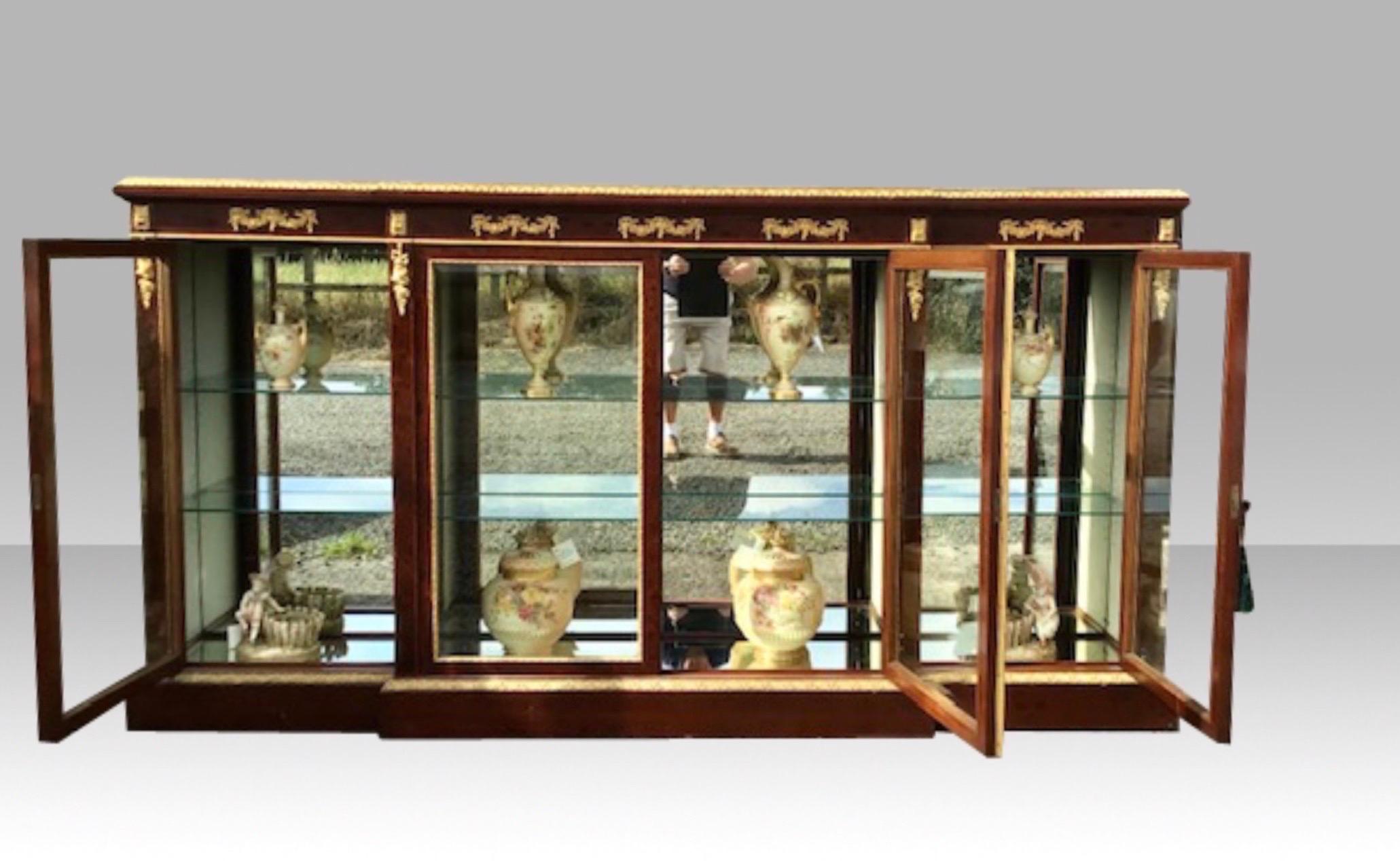 Long Antique Napoleon 111 Display Cabinet, Credenza In Good Condition For Sale In Antrim, GB