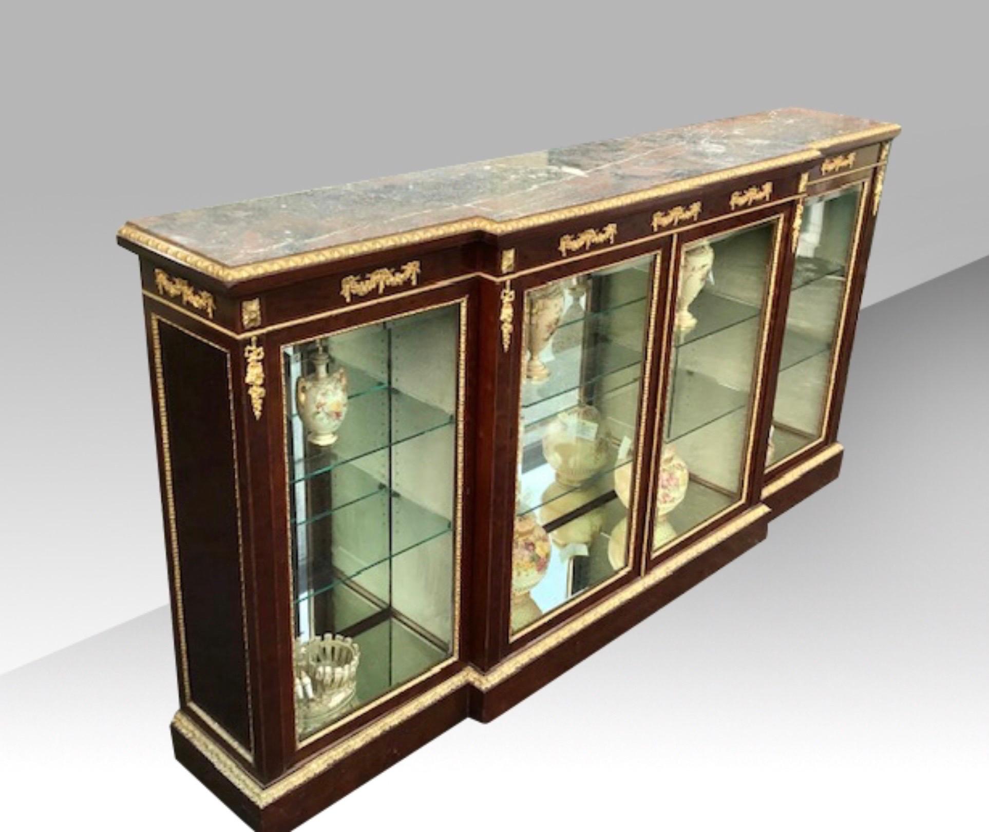Late 19th Century Long Antique Napoleon 111 Display Cabinet, Credenza For Sale