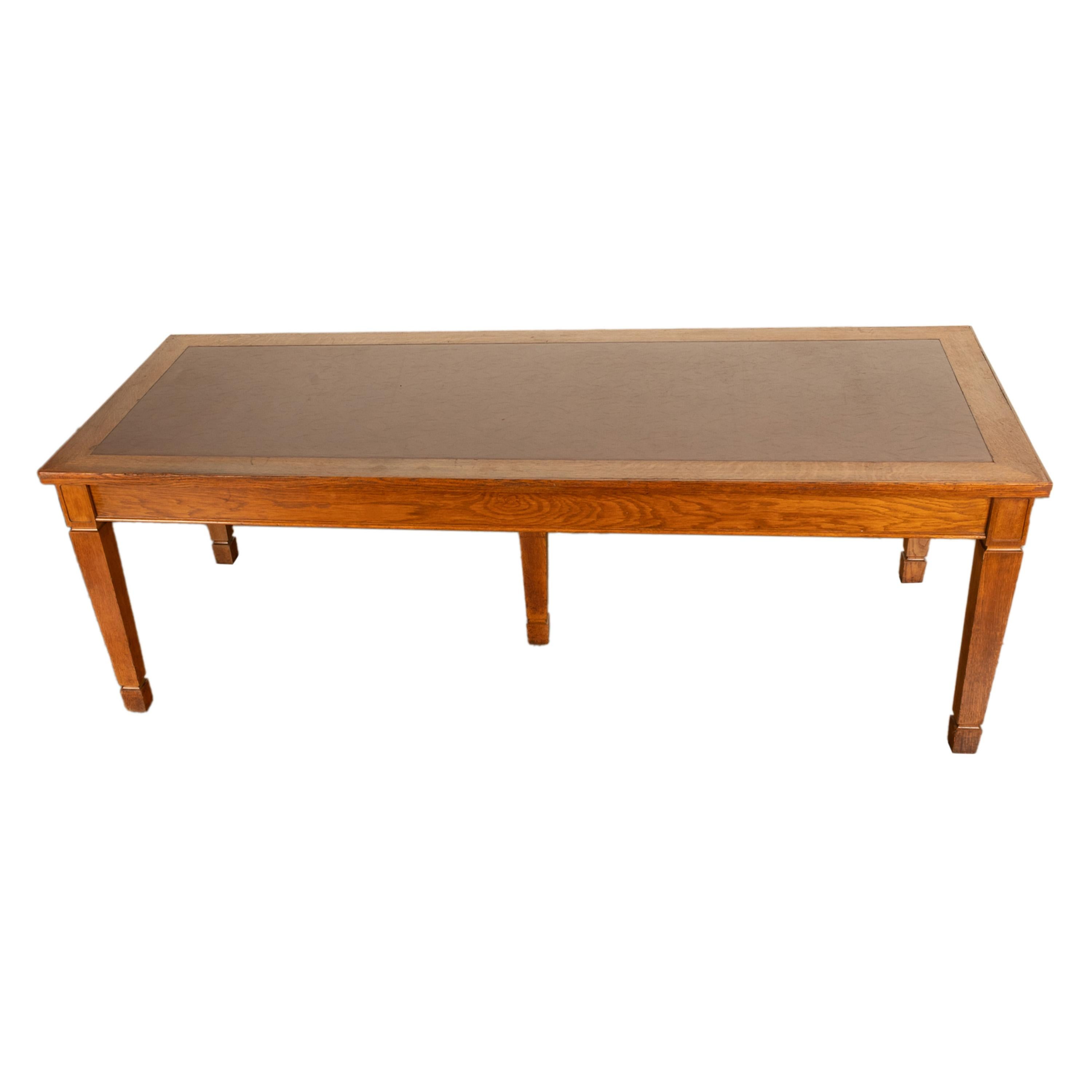 Tavolo da pranzo lungo in Oak Arts & Crafts a cinque gambe per biblioteca 1900 in vendita 5