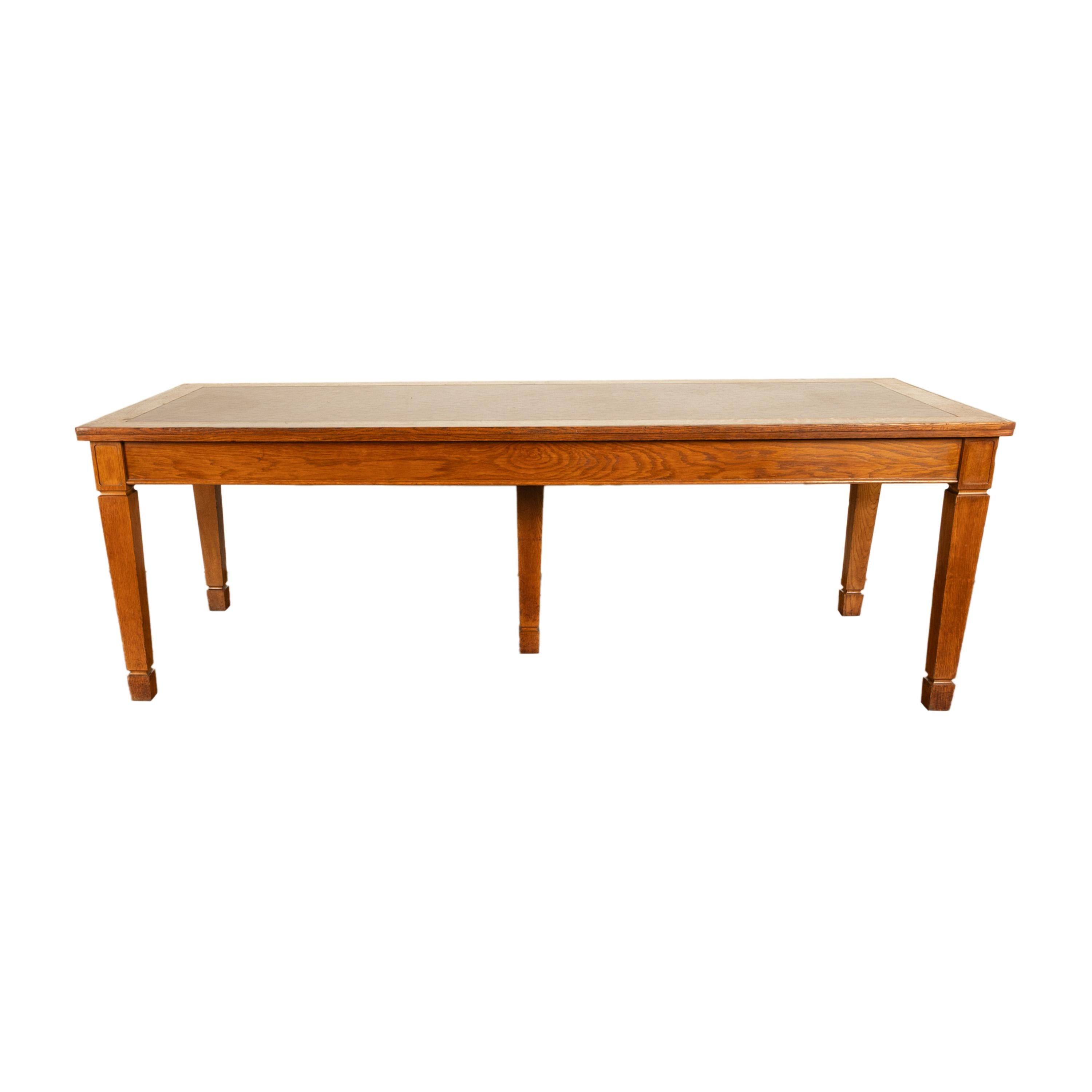 Tavolo da pranzo lungo in Oak Arts & Crafts a cinque gambe per biblioteca 1900 in vendita 6