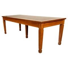 Long Antique Oak Arts & Crafts Five Leg Library Conference Dining Table 1900