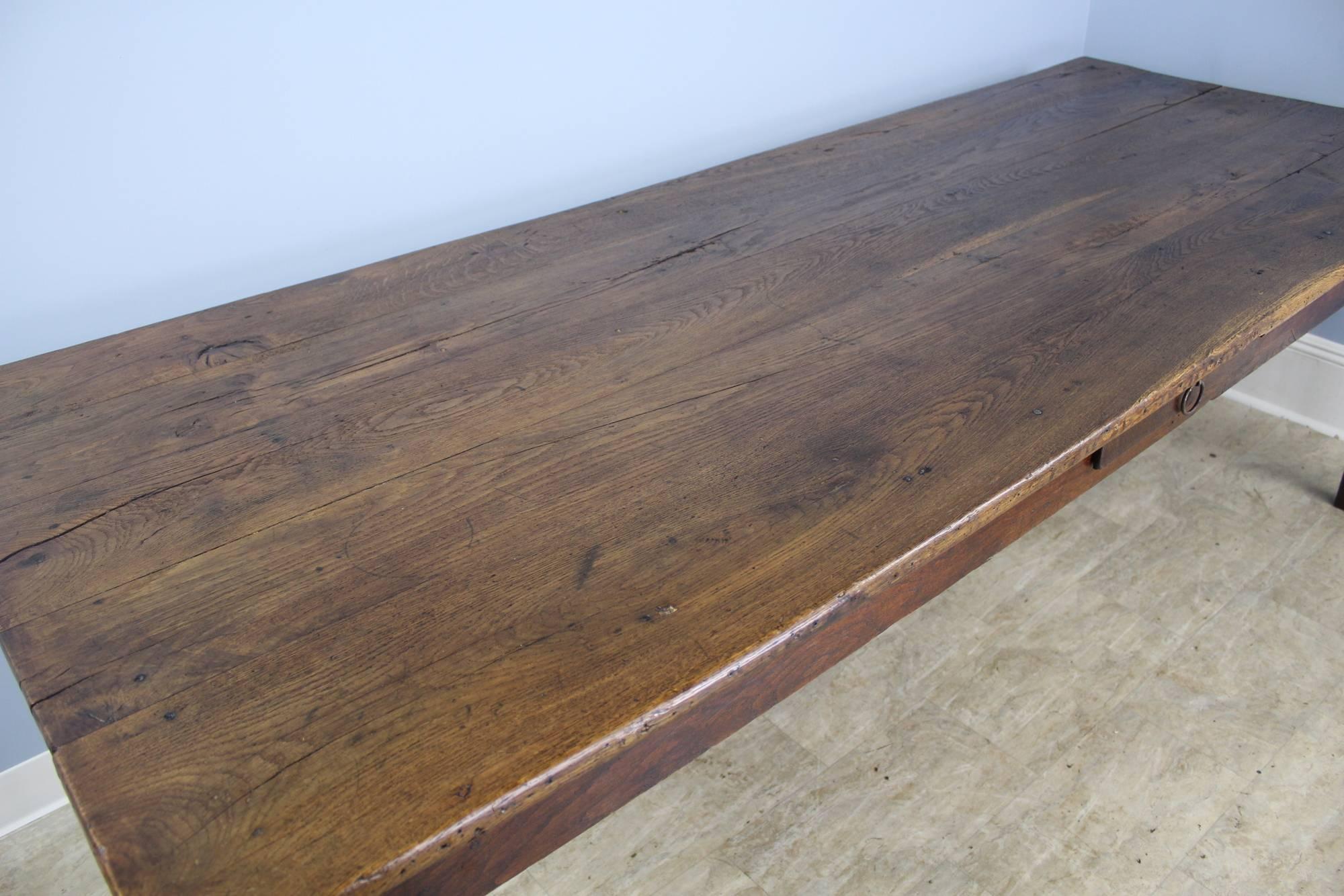 Long Antique Oak Farm Table In Good Condition In Port Chester, NY