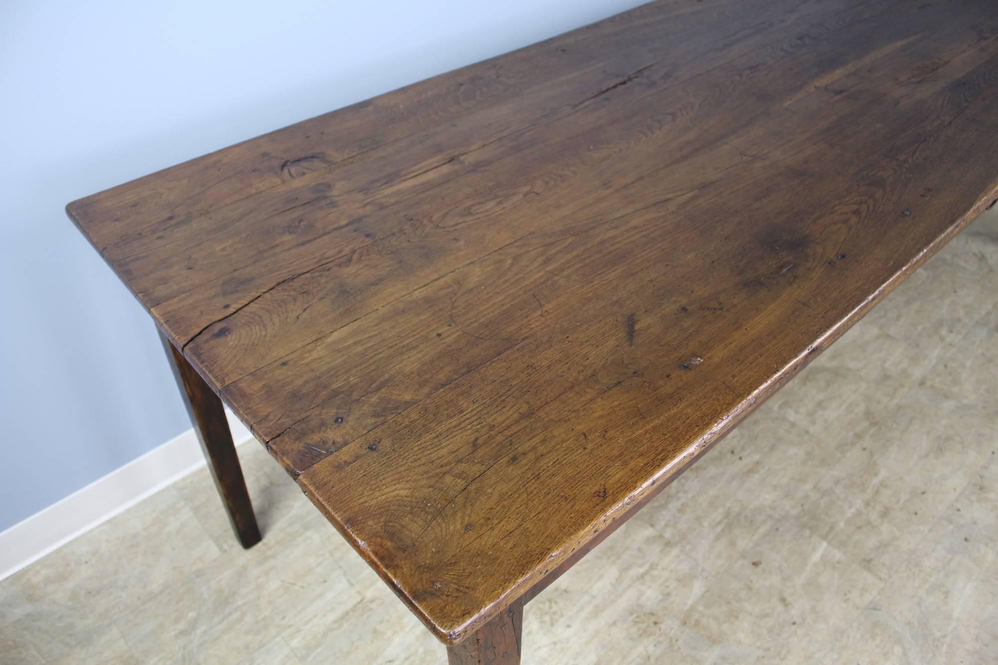19th Century Long Antique Oak Farm Table