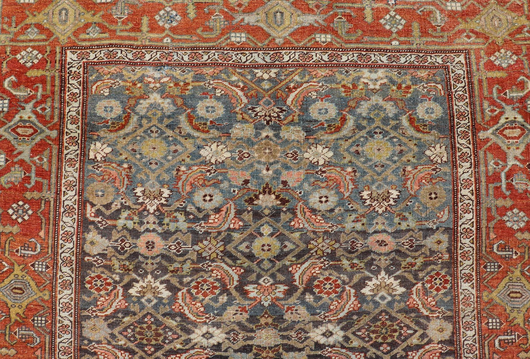 20ième siècle Long tapis persan ancien Bidjar Gallery avec design Sub/One en vente