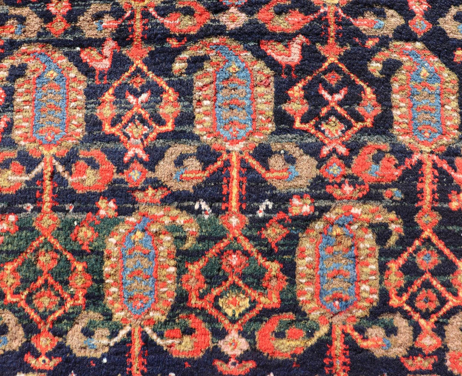 Long Antique Persian Hamadan Runner with All-Over Sub-Geometric Design For Sale 4