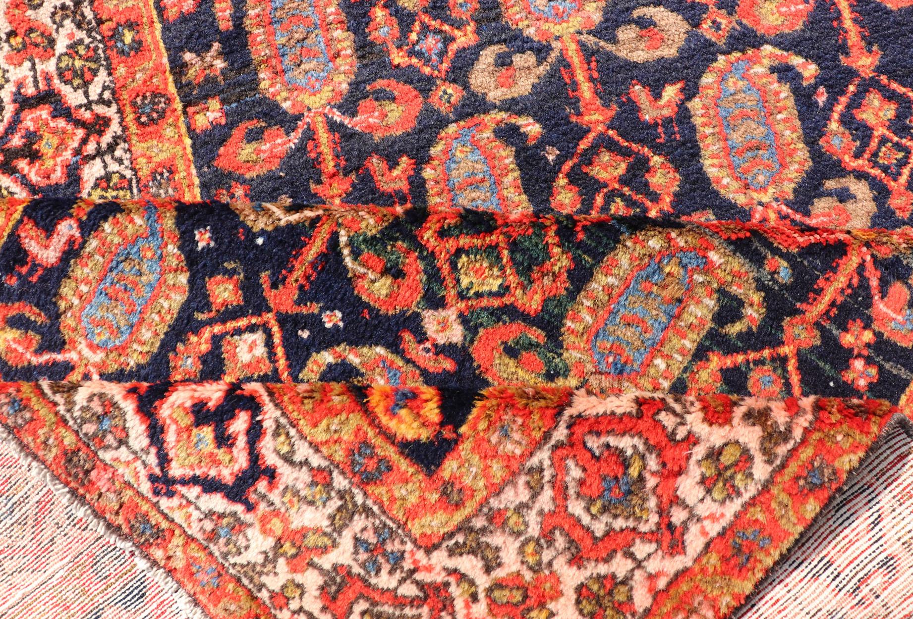 Long Antique Persian Hamadan Runner with All-Over Sub-Geometric Design For Sale 5