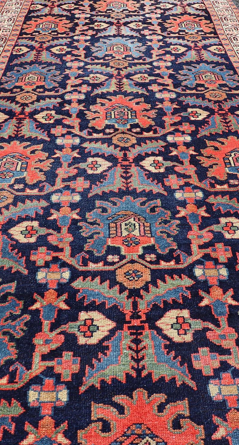 Long Antique Persian Hamadan Runner with All-Over Sub-Geometric Design For Sale 5