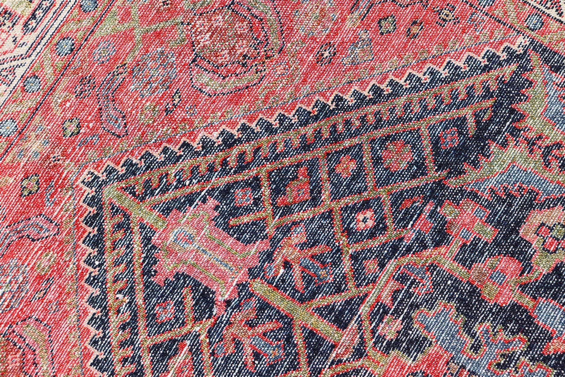 Long Antique Persian Hamadan Runner with All-Over Sub-Geometric Design For Sale 7