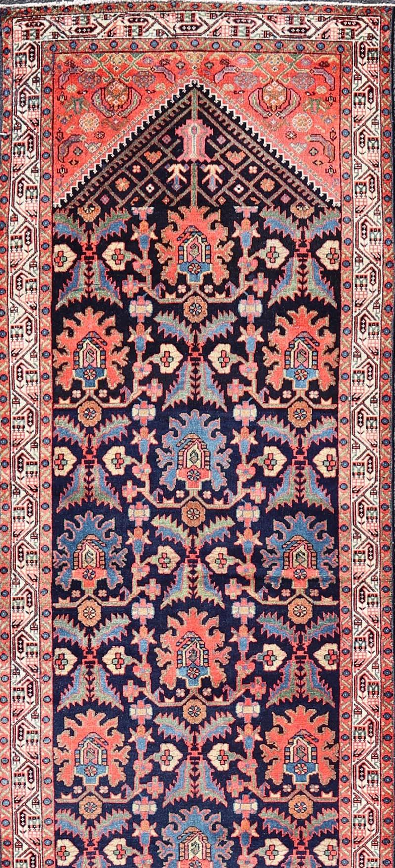 20th Century Long Antique Persian Hamadan Runner with All-Over Sub-Geometric Design For Sale