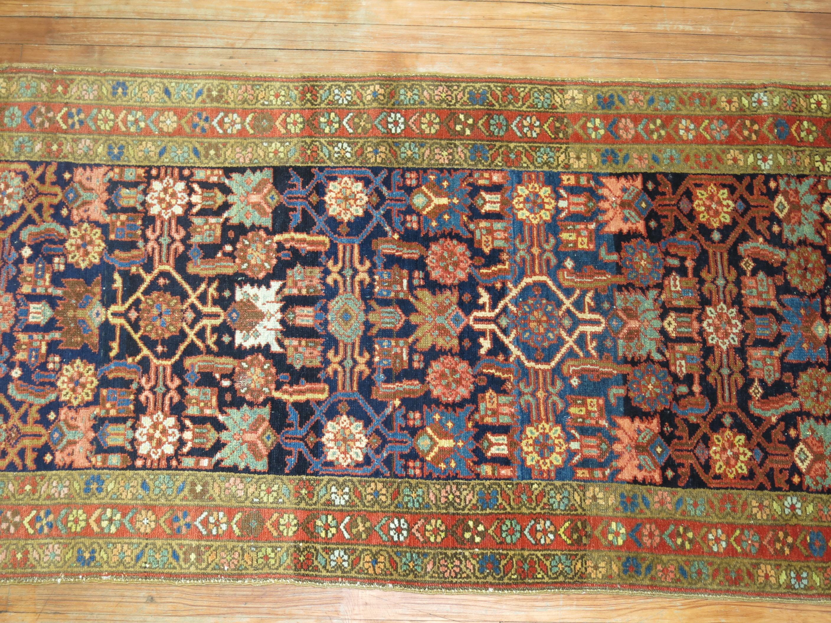 Long Antique Persian Heriz Runner For Sale 2