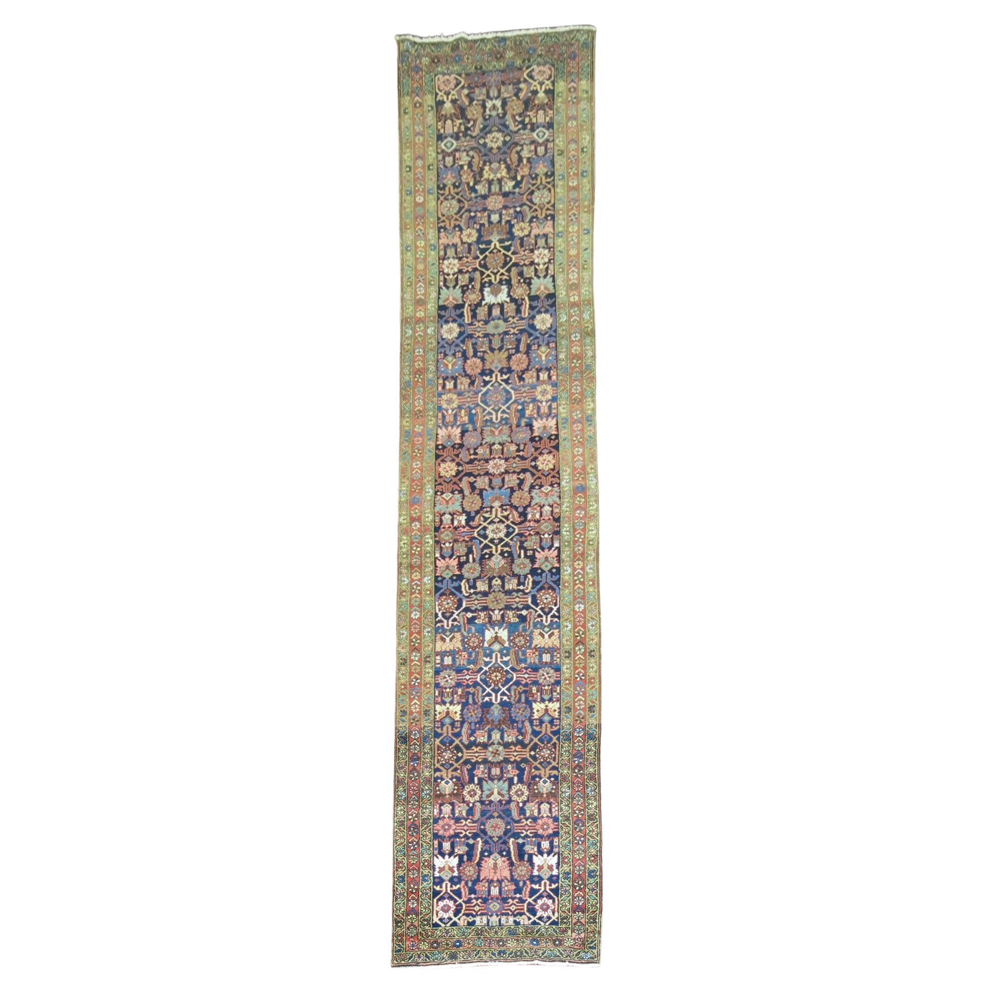 Long Antique Persian Heriz Runner For Sale