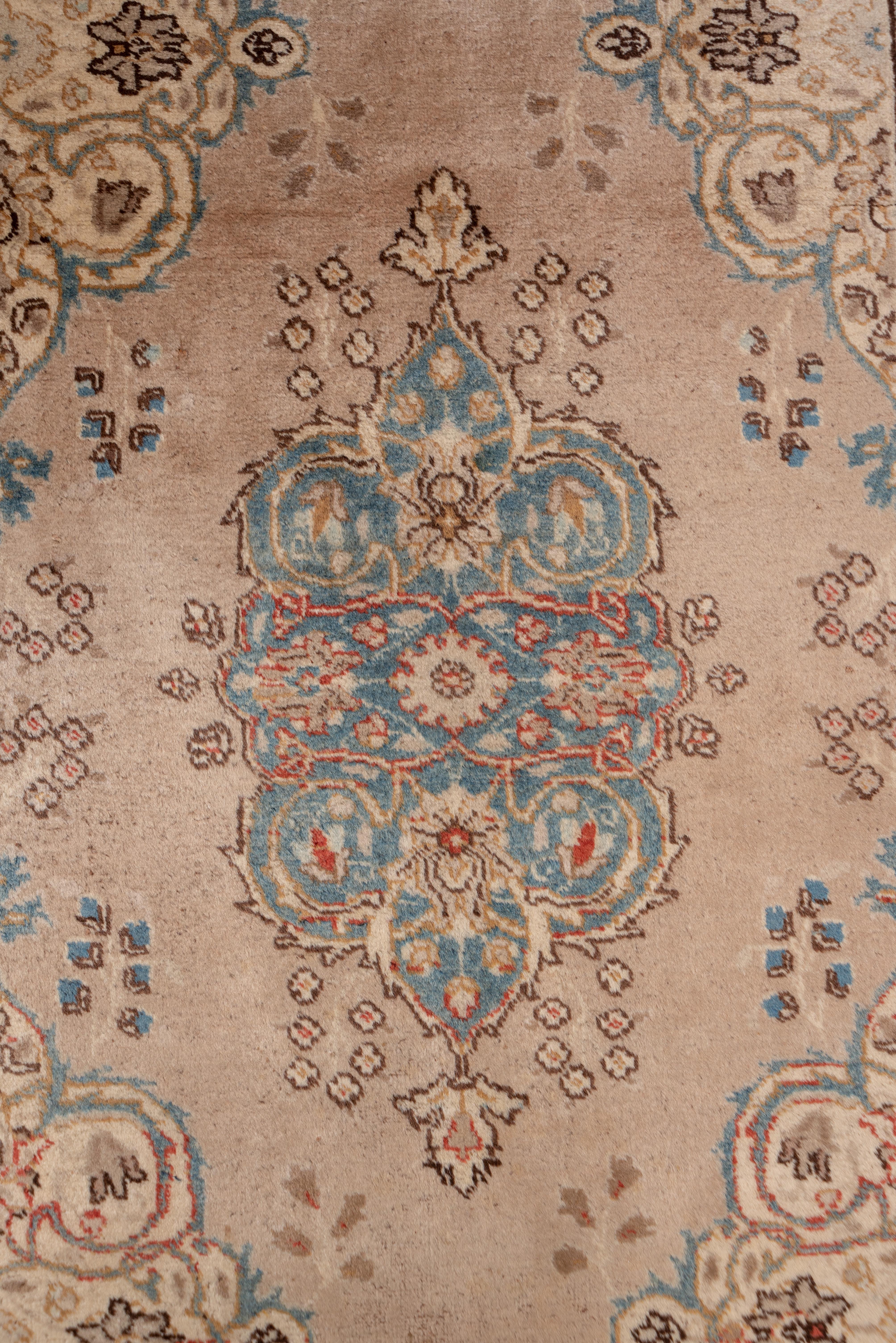 Mid-20th Century Long Antique Persian Tabriz Runner, Light Brown Field and Light Brown Borders